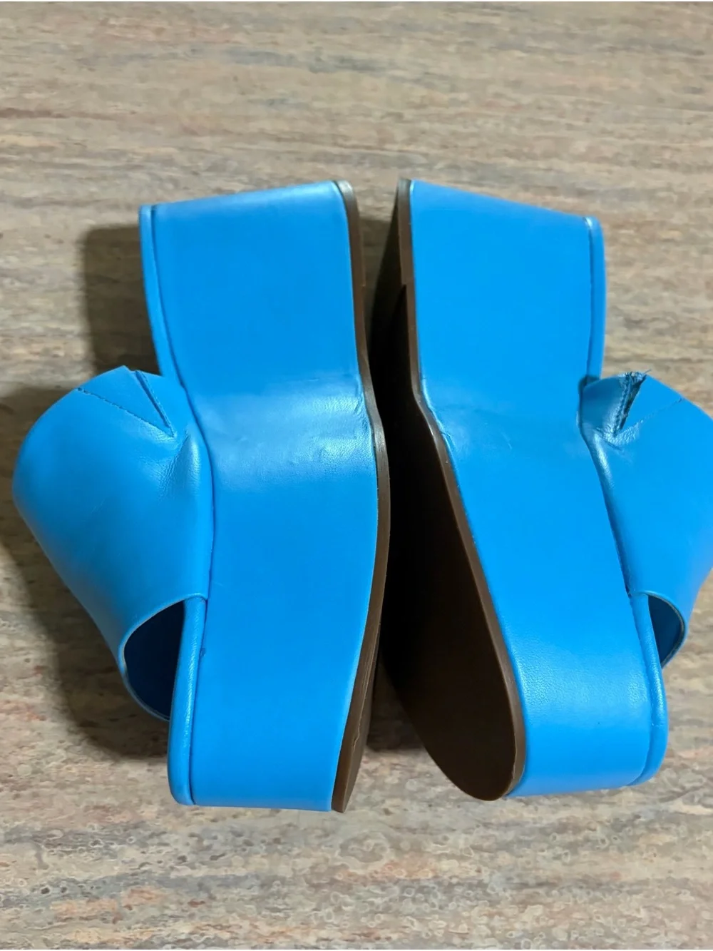 SCHUTZ Bright Blue Platform Slide Mules
